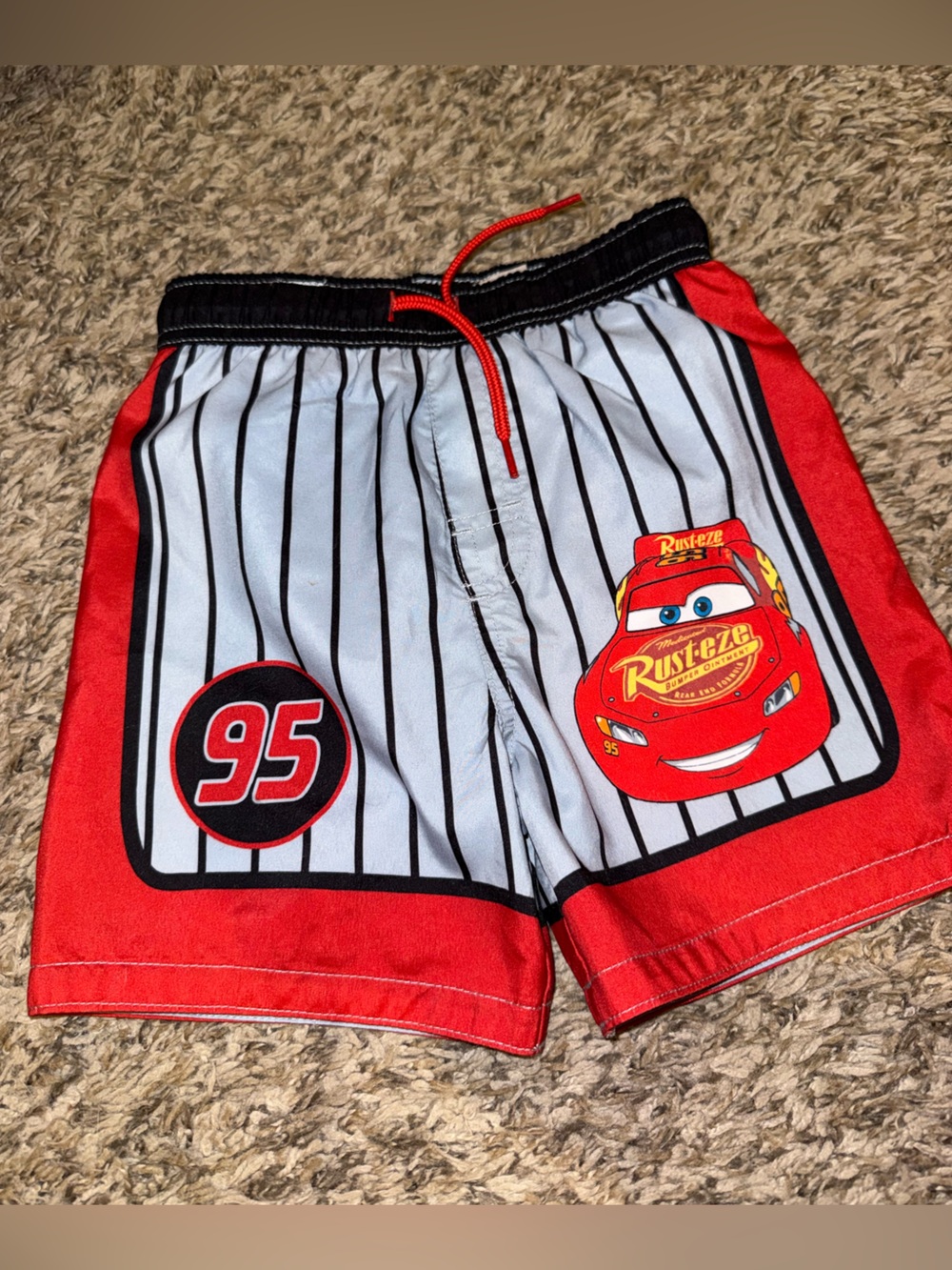 Disney Pixar Cars Lightning McQueen Kids Swim Shorts - Red, White, Black 3T